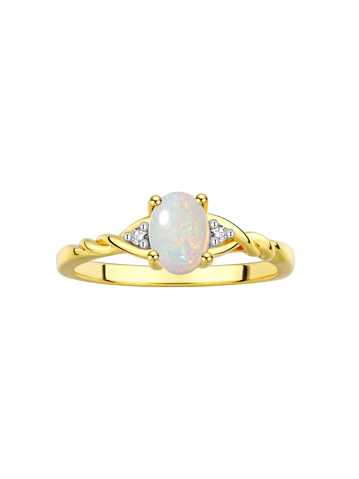 RYLOS Timeless 14K Yellow Gold Birthstone Ring - 7X5MM Oval Gemstone & Sparkling Diamonds - Women's Jewelry, Sizes 5-10