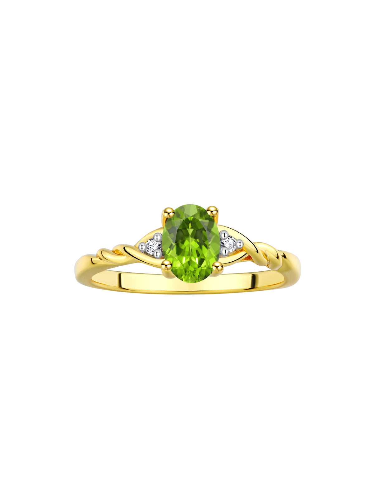 RYLOS Yellow Gold Plated Silver Classic Birthstone Ring - 7X5MM Oval Gemstone &  Diamonds - Women's Jewelry, Sizes 5-10