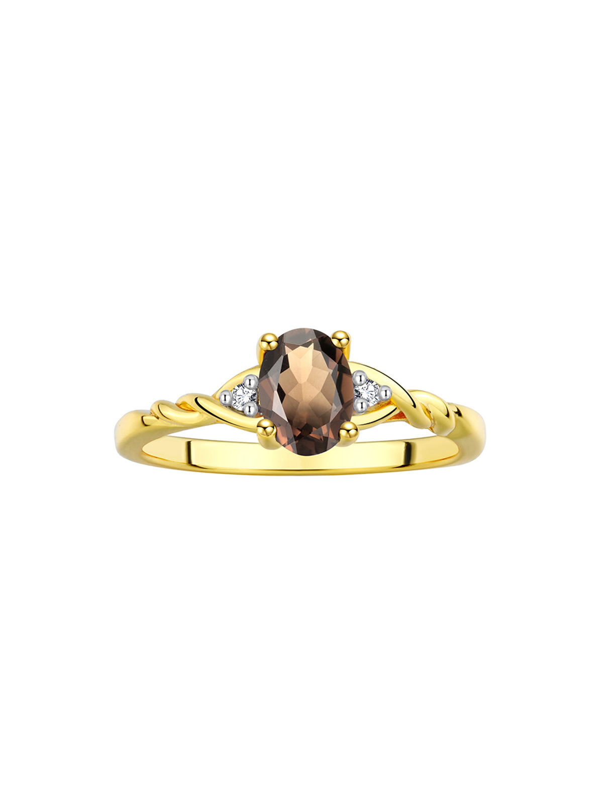 RYLOS Yellow Gold Plated Silver Classic Birthstone Ring - 7X5MM Oval Gemstone &  Diamonds - Women's Jewelry, Sizes 5-10