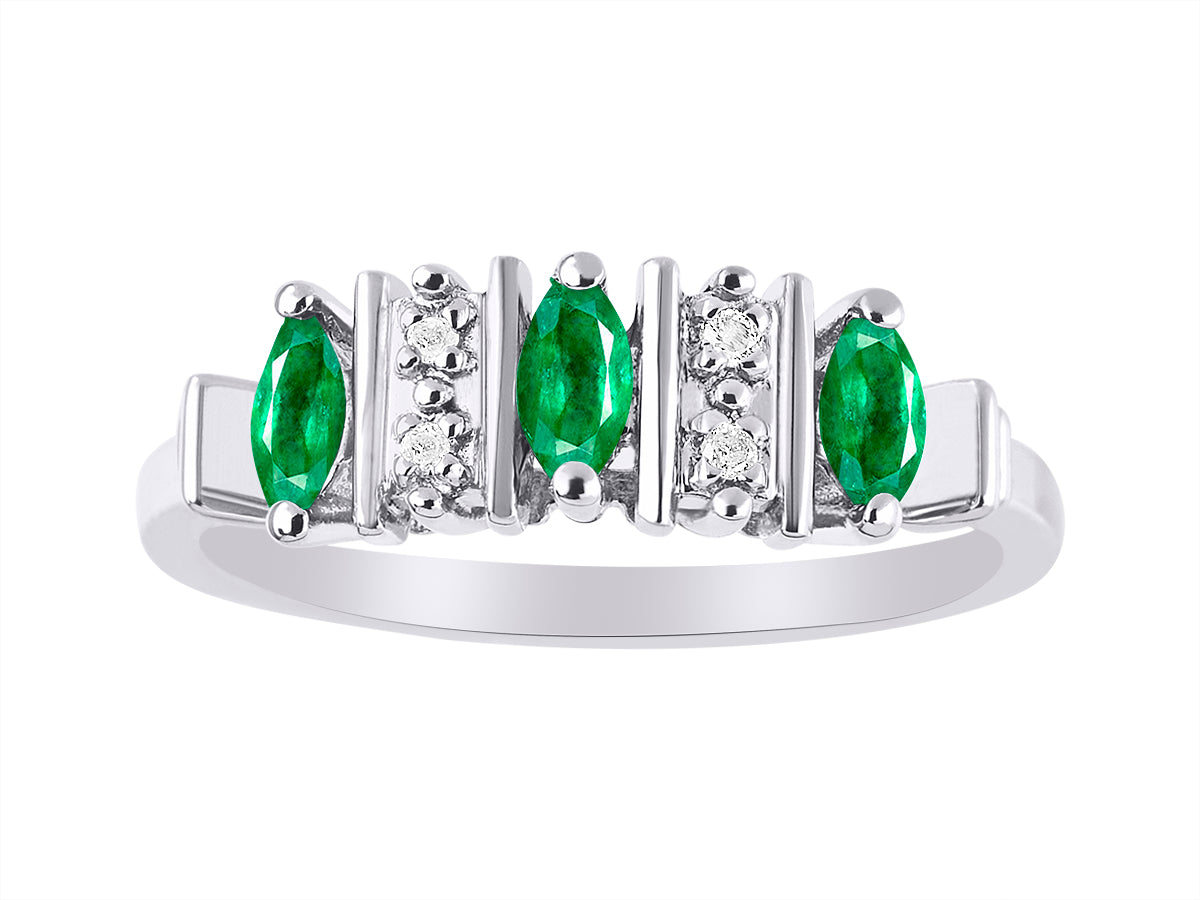 RYLOS Women's Sterling Silver Classic 3-Stone Precious Gemstone and Diamond Ring – Jewelry in Sizes 5-10