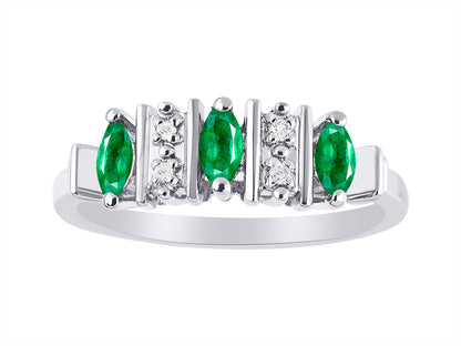 RYLOS Women's Sterling Silver Classic 3-Stone Precious Gemstone and Diamond Ring – Jewelry in Sizes 5-10