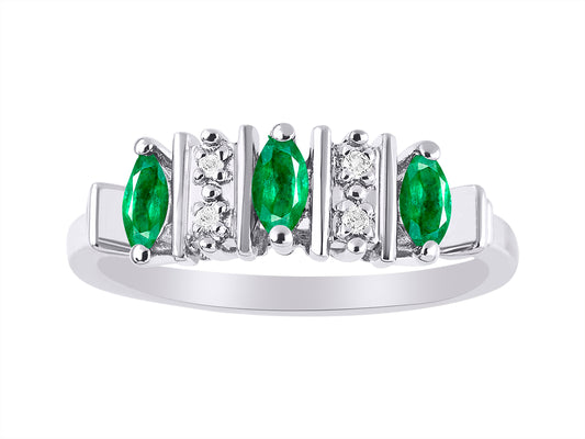 RYLOS Women's Sterling Silver Classic 3-Stone Precious Gemstone and Diamond Ring – Jewelry in Sizes 5-10