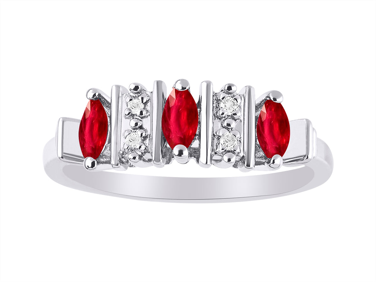 RYLOS Women's Sterling Silver Classic 3-Stone Precious Gemstone and Diamond Ring – Jewelry in Sizes 5-10