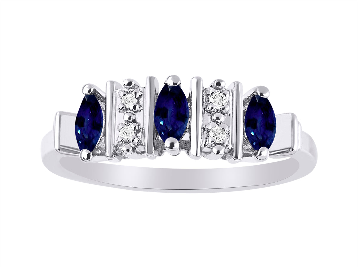 RYLOS Women's Sterling Silver Classic 3-Stone Precious Gemstone and Diamond Ring – Jewelry in Sizes 5-10
