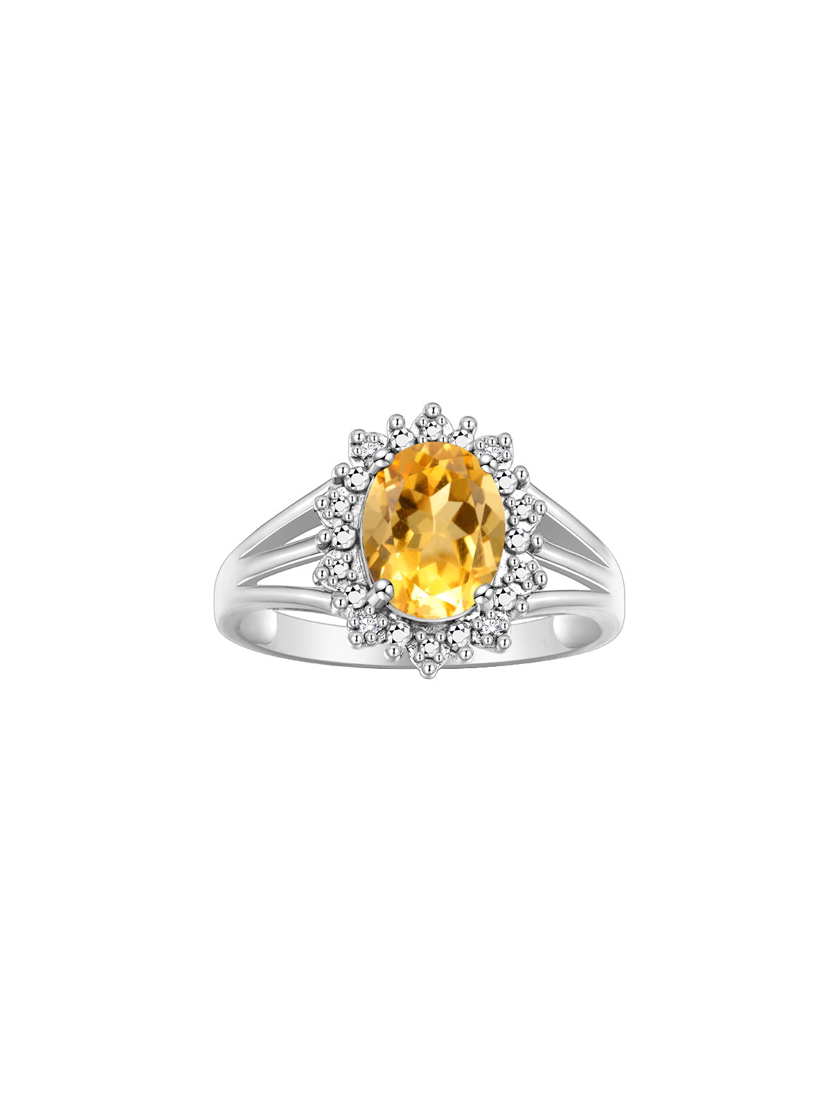RYLOS 14K White Gold Ring: Princess Diana Inspired 9X7MM Gemstone and Dazzling Halo of Diamonds - Exquisite Jewelry for Women in Sizes 5-10