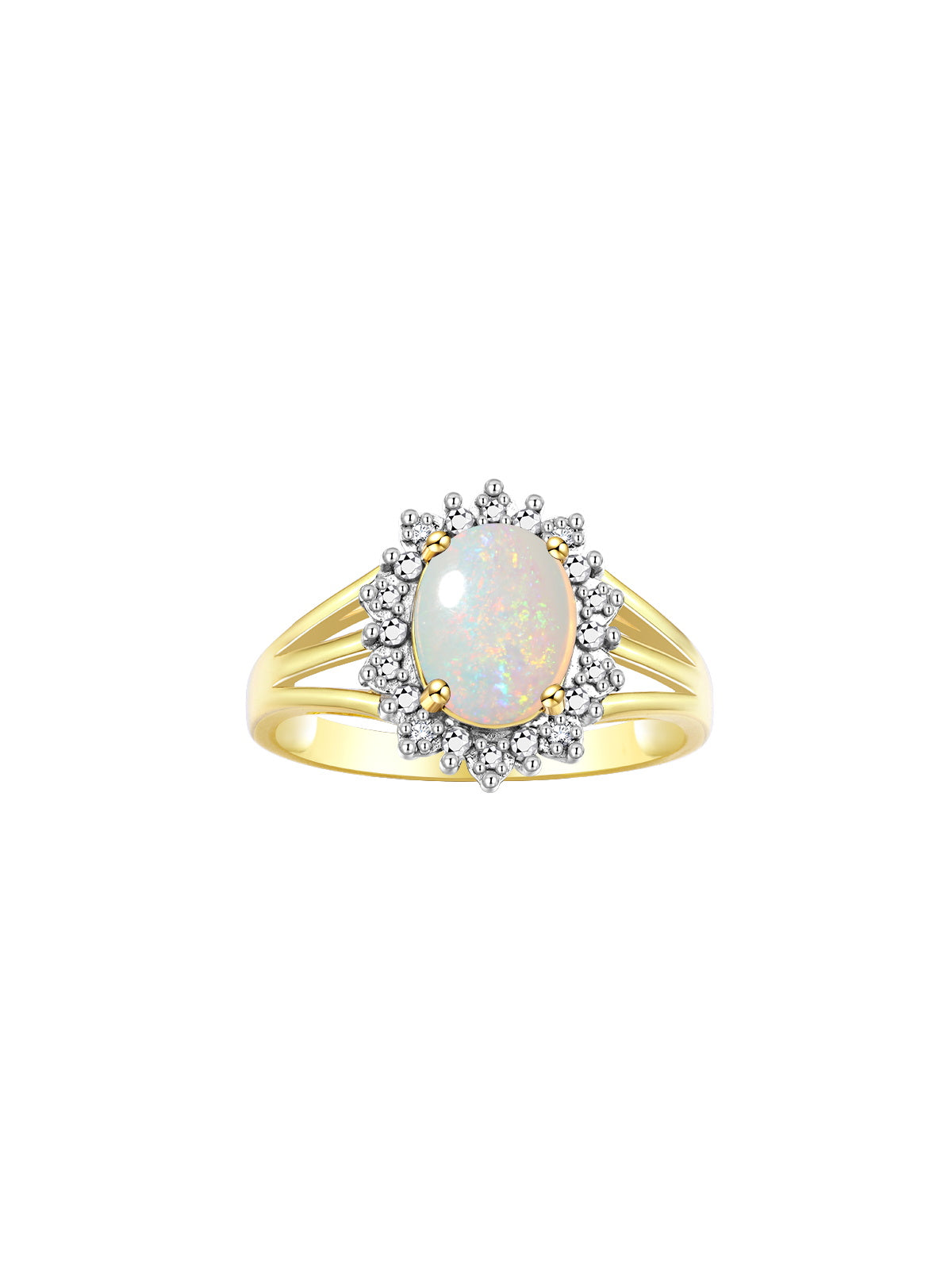 RYLOS 14K Yellow Gold Ring: Princess Diana Inspired 9X7MM Gemstone and Dazzling Halo of Diamonds - Exquisite Jewelry for Women in Sizes 5-10