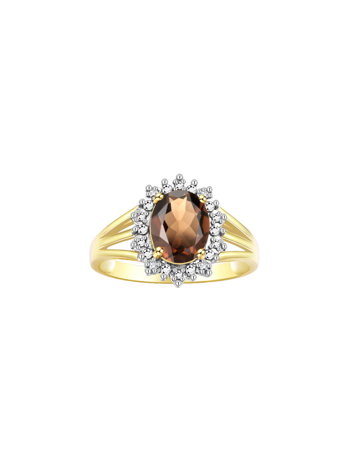 RYLOS 14K Yellow Gold Ring: Princess Diana Inspired 9X7MM Gemstone and Dazzling Halo of Diamonds - Exquisite Jewelry for Women in Sizes 5-10