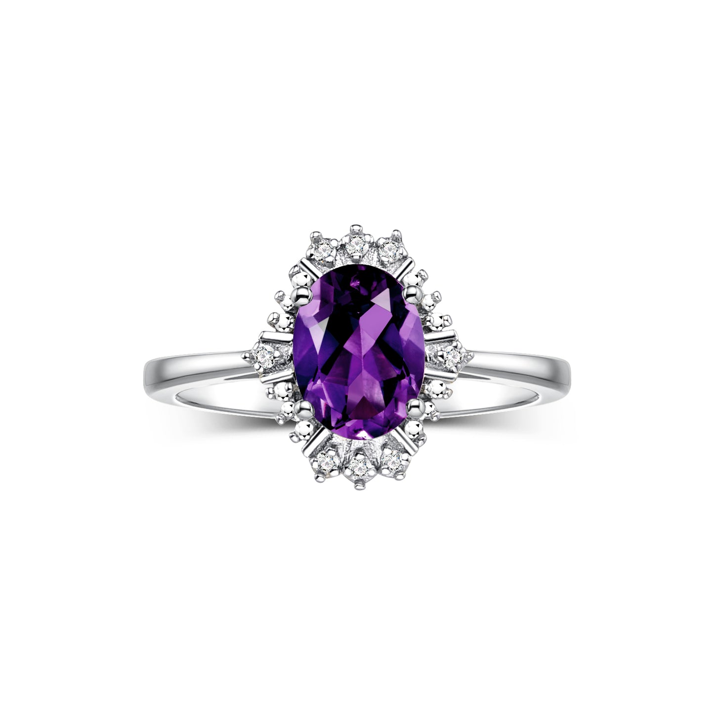 RYLOS Ring showcasing a 7X5MM Oval Gemstone & Sparkling Diamonds - Exquisite Color Stone Jewelry for Women in Sterling Silver, Available in Sizes 5-10