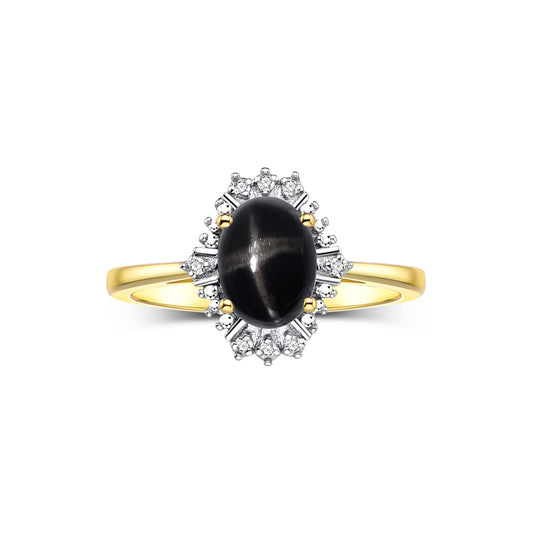 RYLOS Ring showcasing a 7X5MM Oval Gemstone & Sparkling Diamonds - Exquisite Color Stone Jewelry for Women in Yellow Gold Plated Silver, Available in Sizes 5-10