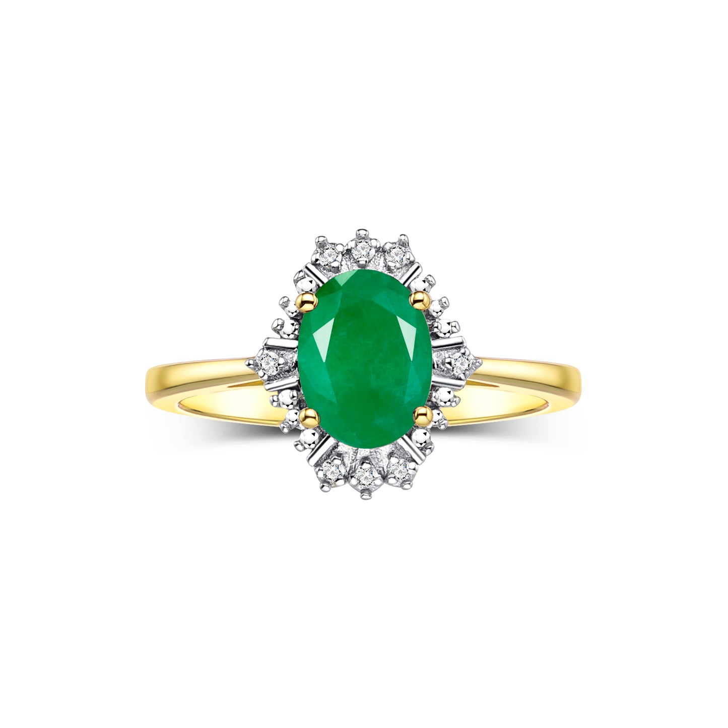 RYLOS Ring showcasing a 7X5MM Oval Gemstone & Sparkling Diamonds - Exquisite Color Stone Jewelry for Women in Yellow Gold Plated Silver, Available in Sizes 5-10