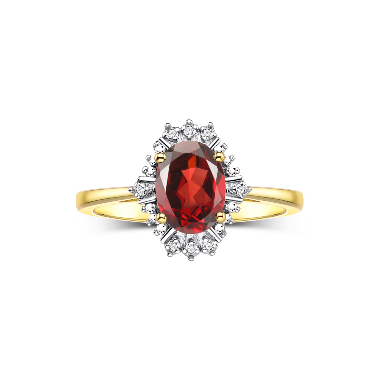 RYLOS Ring showcasing a 7X5MM Oval Gemstone & Sparkling Diamonds - Exquisite Color Stone Jewelry for Women in Yellow Gold Plated Silver, Available in Sizes 5-10