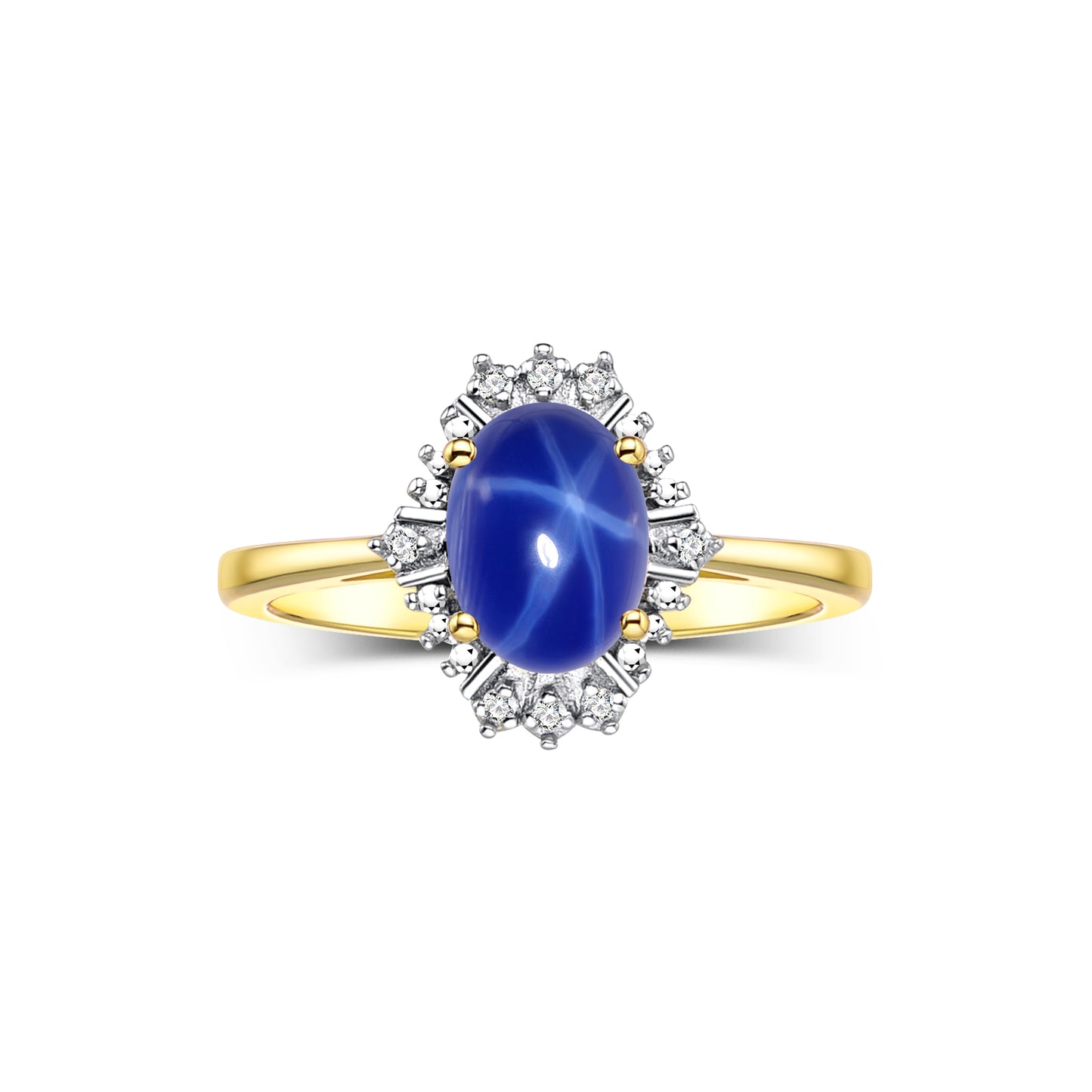 RYLOS Ring showcasing a 7X5MM Oval Gemstone & Sparkling Diamonds - Exquisite Color Stone Jewelry for Women in Yellow Gold Plated Silver, Available in Sizes 5-10