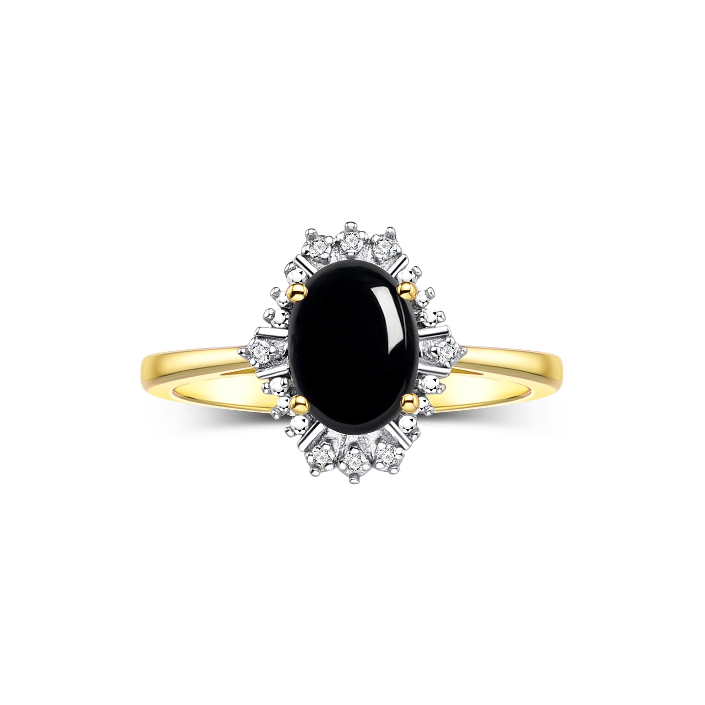 RYLOS Ring showcasing a 7X5MM Oval Gemstone & Sparkling Diamonds - Exquisite Color Stone Jewelry for Women in Yellow Gold Plated Silver, Available in Sizes 5-10