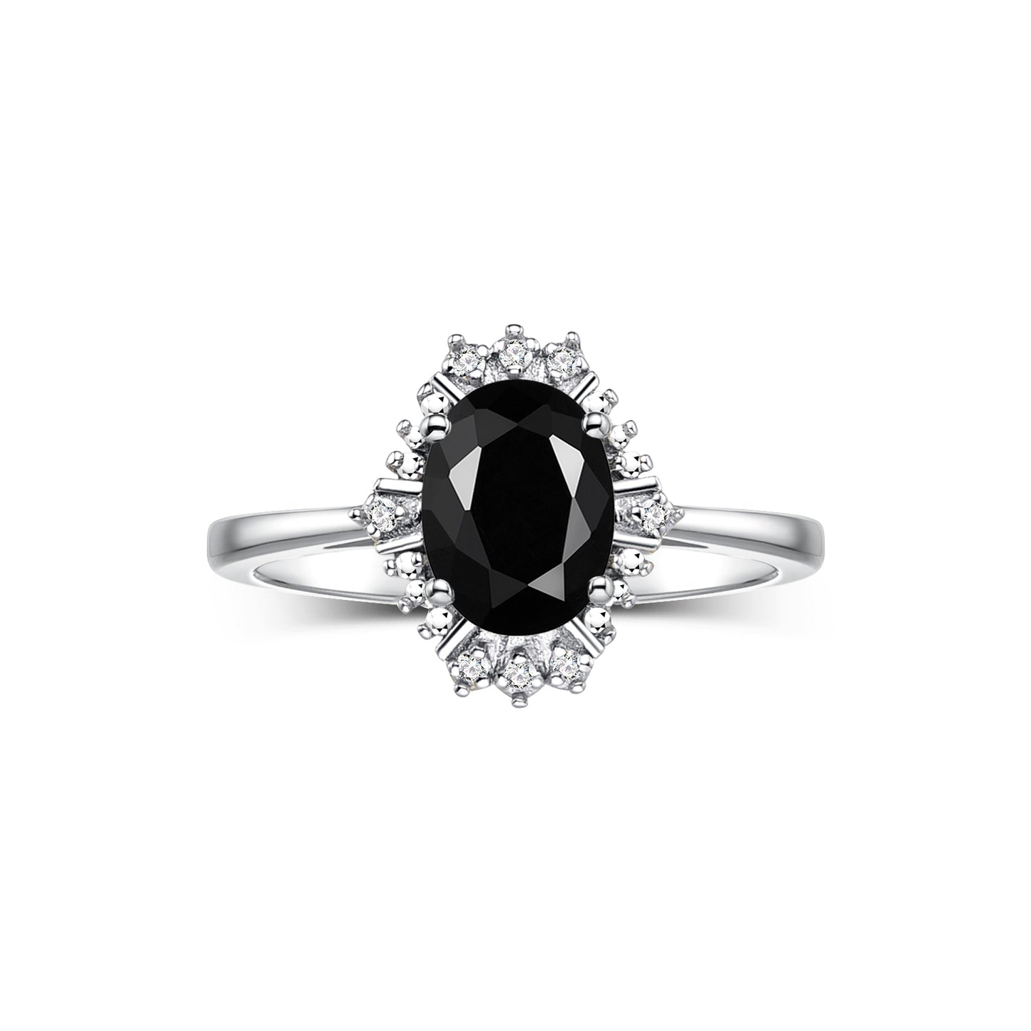 RYLOS Ring showcasing a 7X5MM Oval Gemstone & Sparkling Diamonds - Exquisite Color Stone Jewelry for Women in Sterling Silver, Available in Sizes 5-10
