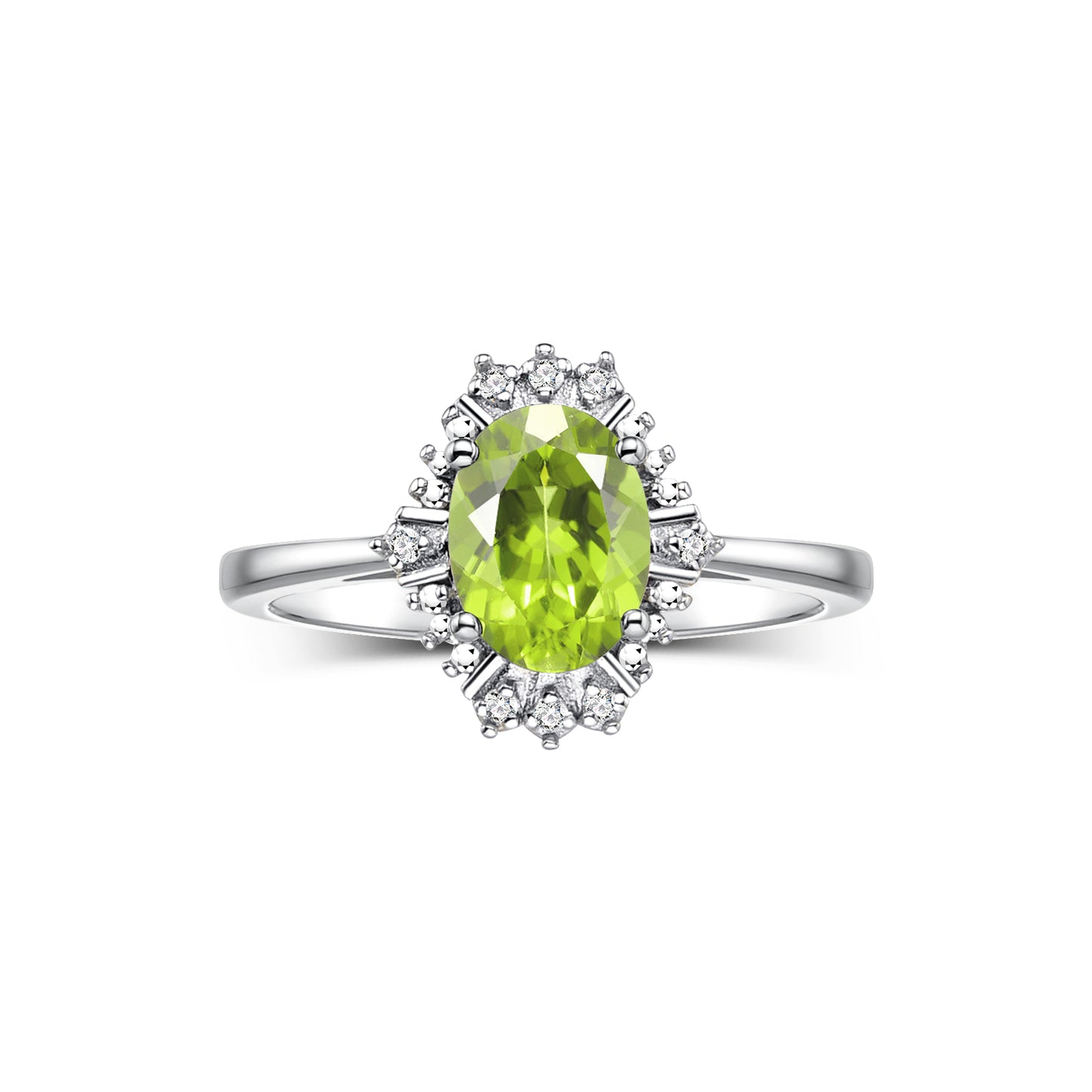 RYLOS 14K White Gold Ring featuring a 7X5MM Oval Gemstone and Sparkling Diamonds - Exquisite Color Stone Jewelry for Women in Sizes 5-10