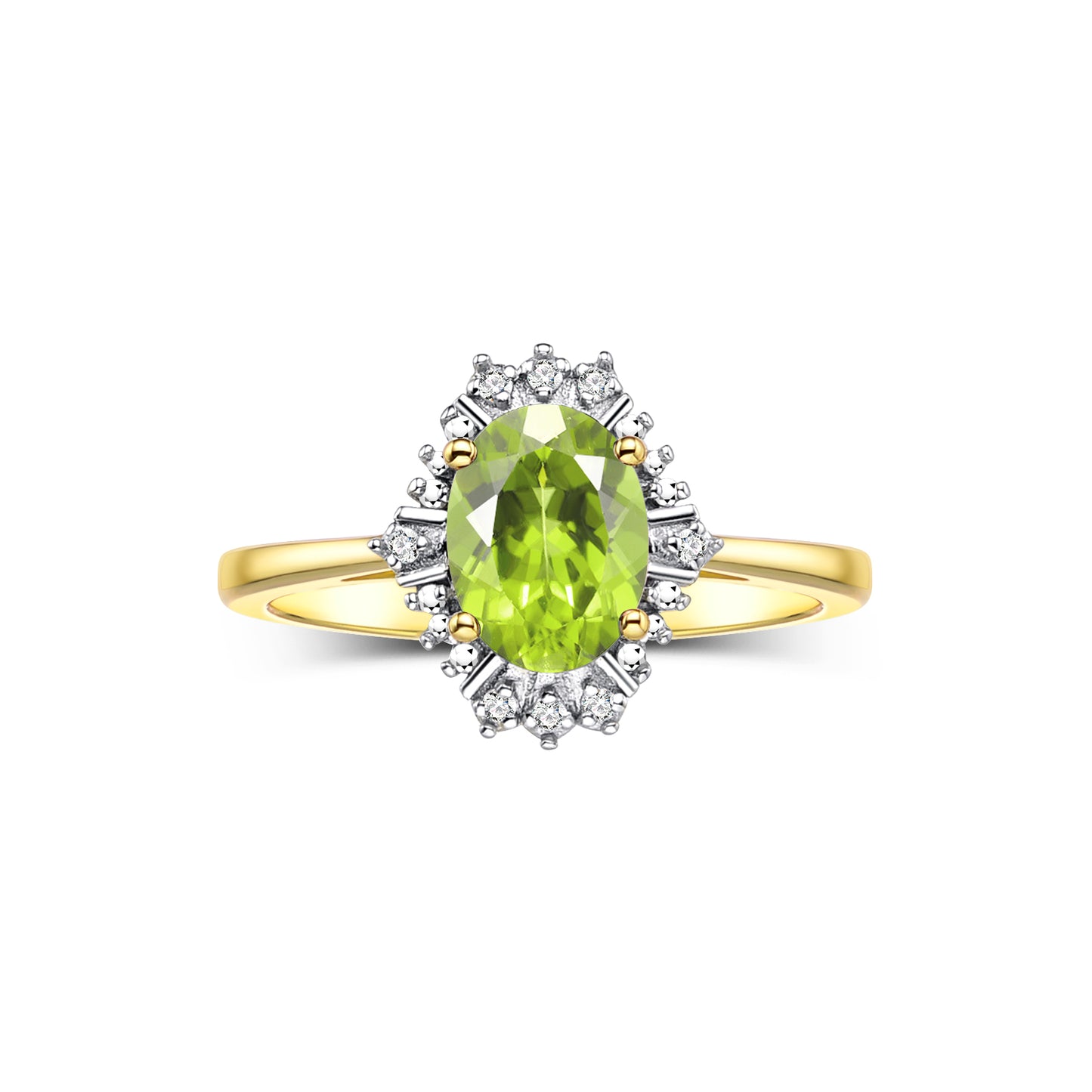 RYLOS 14K Yellow Gold Ring featuring a 7X5MM Oval Gemstone and Sparkling Diamonds - Exquisite Color Stone Jewelry for Women in Sizes 5-10