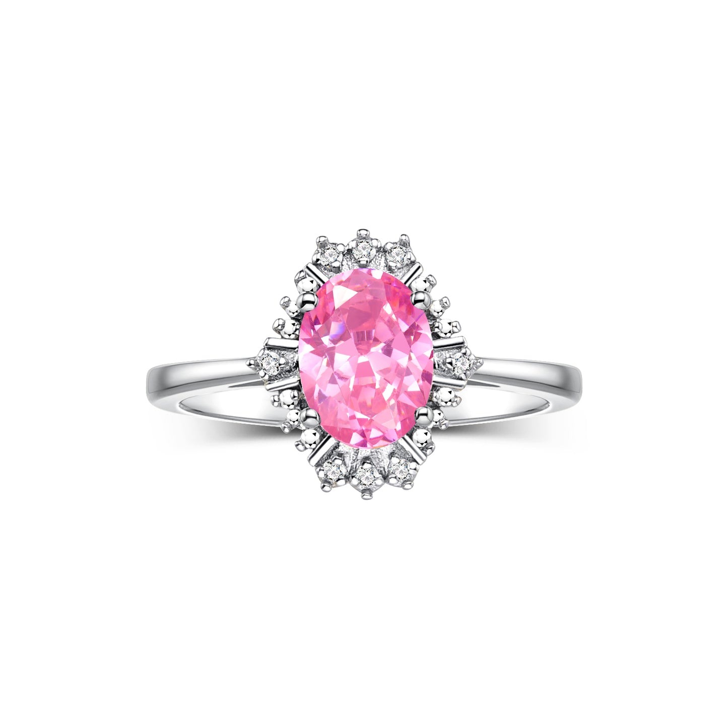 RYLOS 14K White Gold Ring featuring a 7X5MM Oval Gemstone and Sparkling Diamonds - Exquisite Color Stone Jewelry for Women in Sizes 5-10