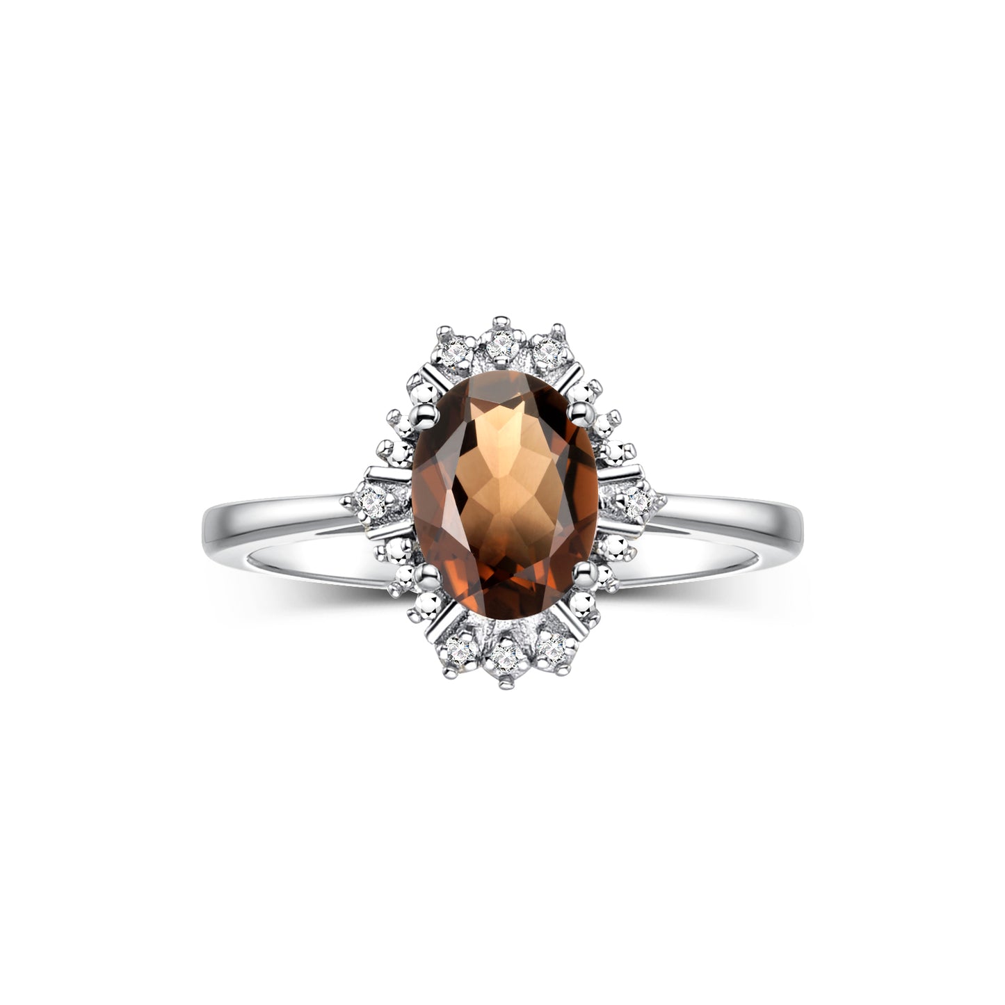 RYLOS Ring showcasing a 7X5MM Oval Gemstone & Sparkling Diamonds - Exquisite Color Stone Jewelry for Women in Sterling Silver, Available in Sizes 5-10