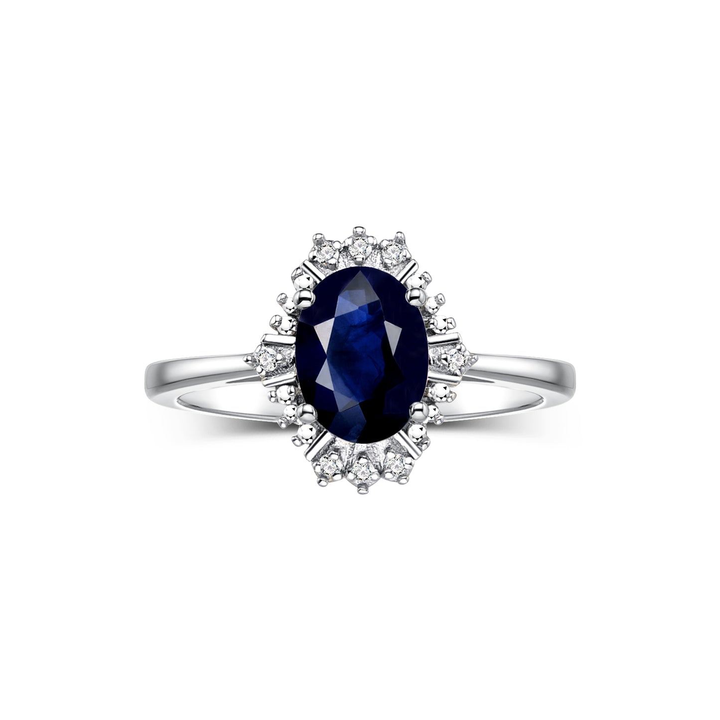RYLOS 14K White Gold Ring featuring a 7X5MM Oval Gemstone and Sparkling Diamonds - Exquisite Color Stone Jewelry for Women in Sizes 5-10