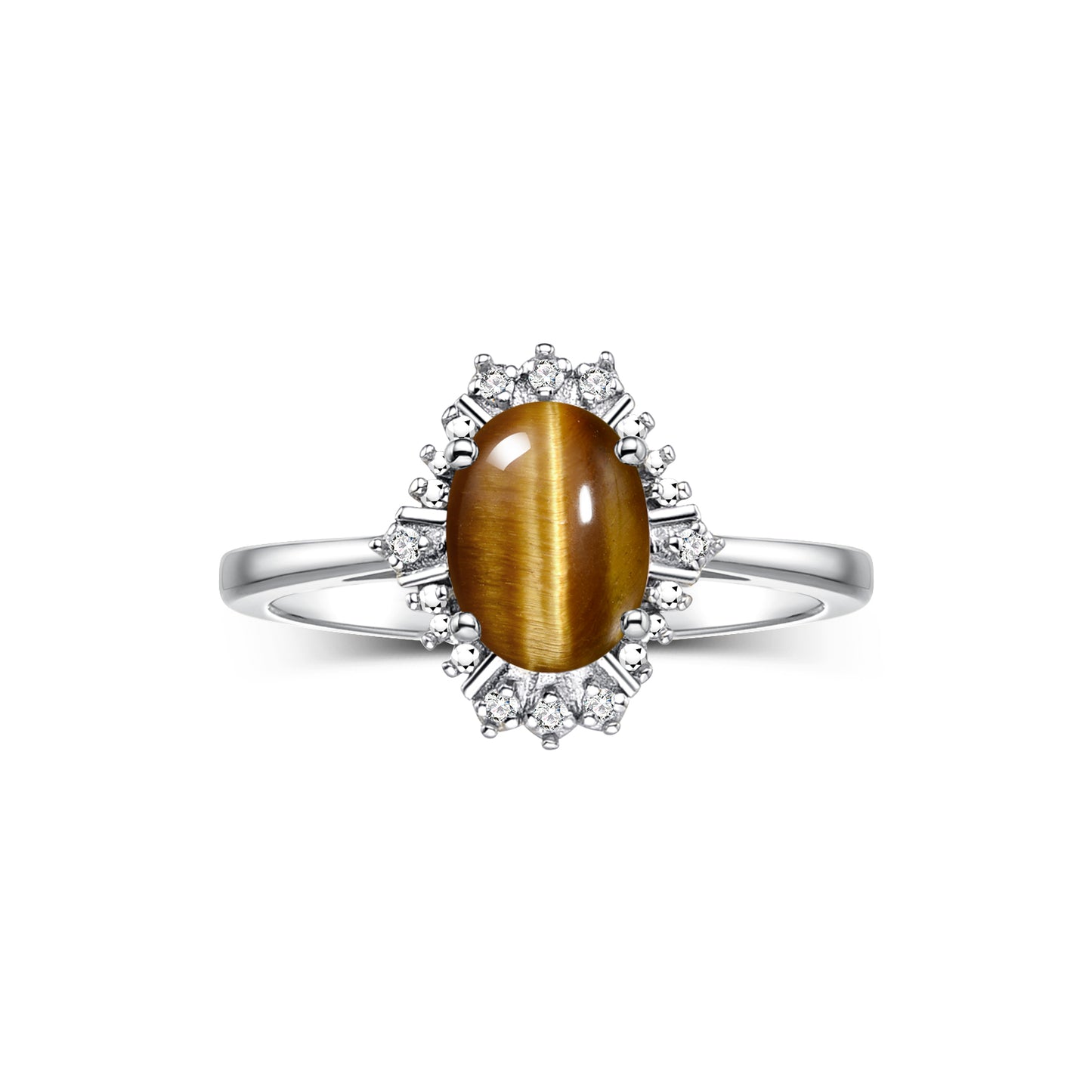 RYLOS Ring showcasing a 7X5MM Oval Gemstone & Sparkling Diamonds - Exquisite Color Stone Jewelry for Women in Sterling Silver, Available in Sizes 5-10