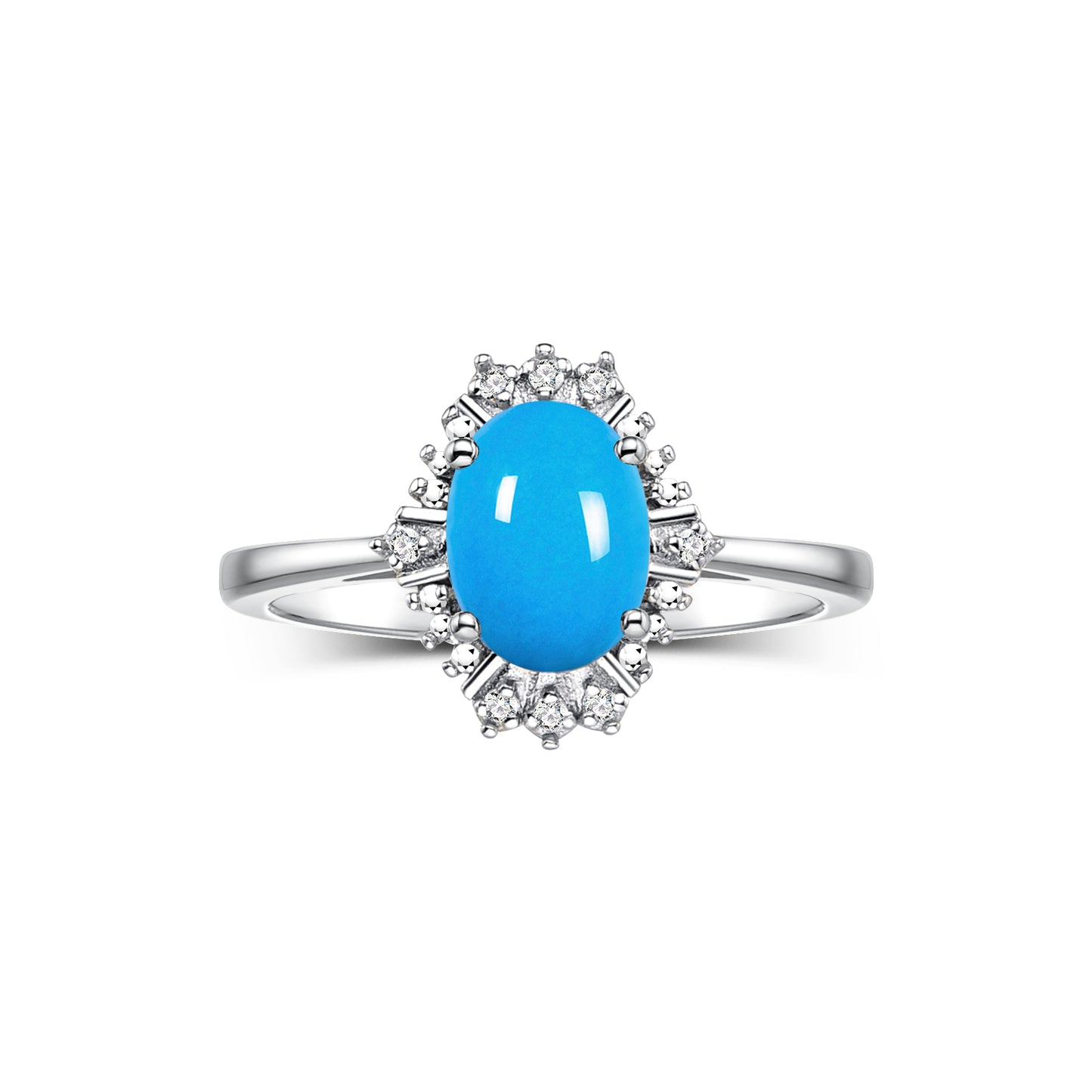 RYLOS Ring showcasing a 7X5MM Oval Gemstone & Sparkling Diamonds - Exquisite Color Stone Jewelry for Women in Sterling Silver, Available in Sizes 5-10