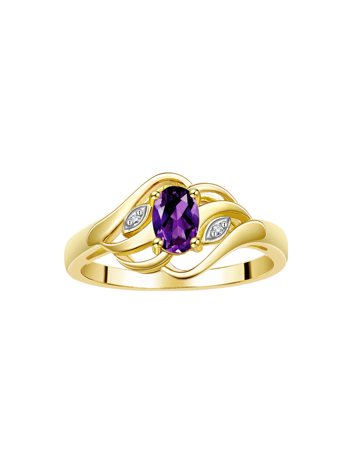 RYLOS Ring featuring Classic Style, 6X4MM Birthstone Gemstone, & Diamonds - Elegant Jewelry for Women in Yellow Gold Plated Silver, Sizes 5-10
