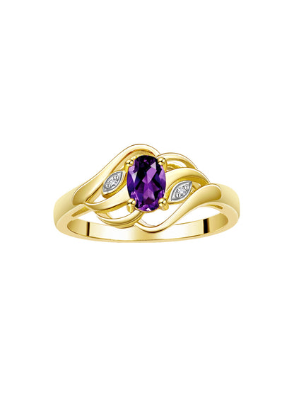 RYLOS Ring featuring Classic Style, 6X4MM Birthstone Gemstone, & Diamonds - Elegant Jewelry for Women in Yellow Gold Plated Silver, Sizes 5-10