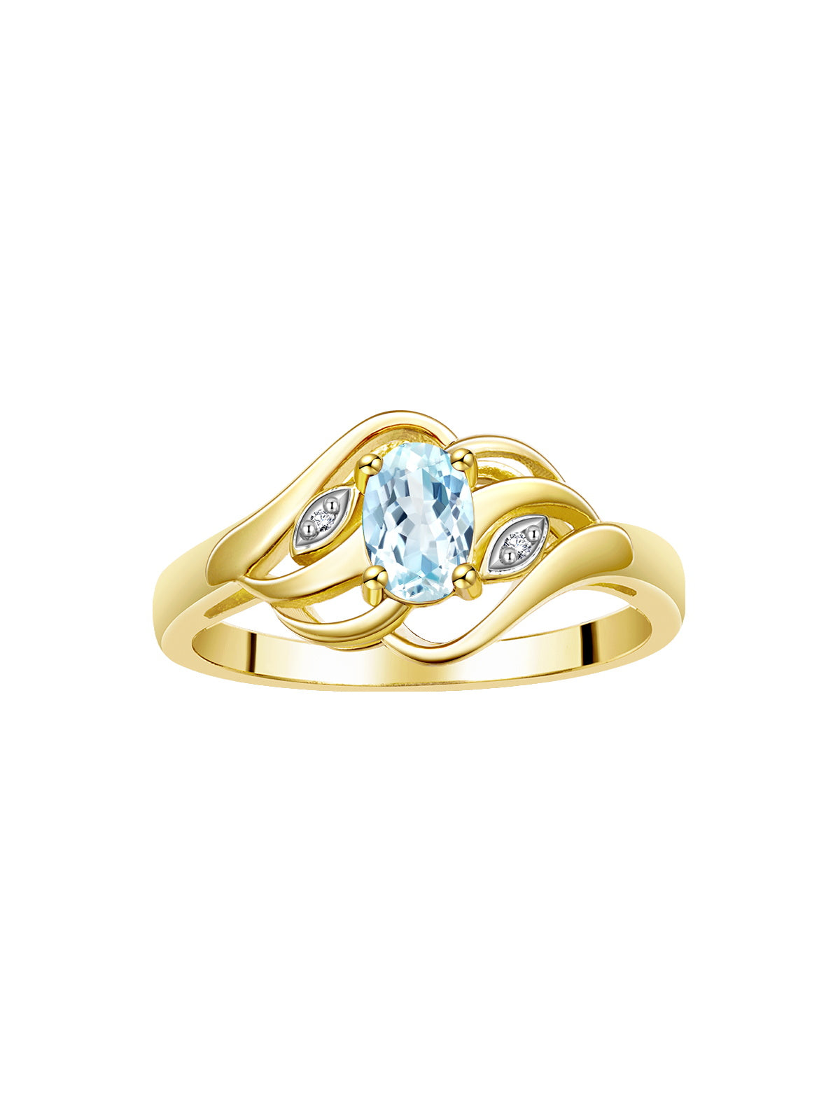 RYLOS Ring featuring Classic Style, 6X4MM Birthstone Gemstone, & Diamonds - Elegant Jewelry for Women in Yellow Gold Plated Silver, Sizes 5-10