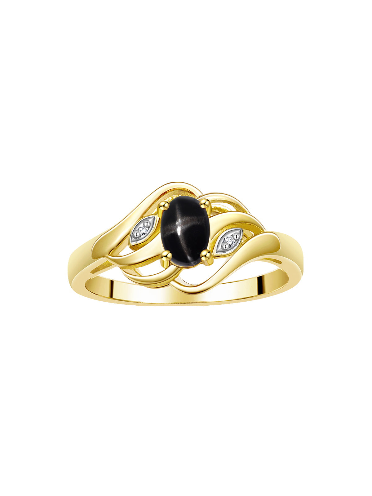 RYLOS Ring featuring Classic Style, 6X4MM Birthstone Gemstone, & Diamonds - Elegant Jewelry for Women in Yellow Gold Plated Silver, Sizes 5-10