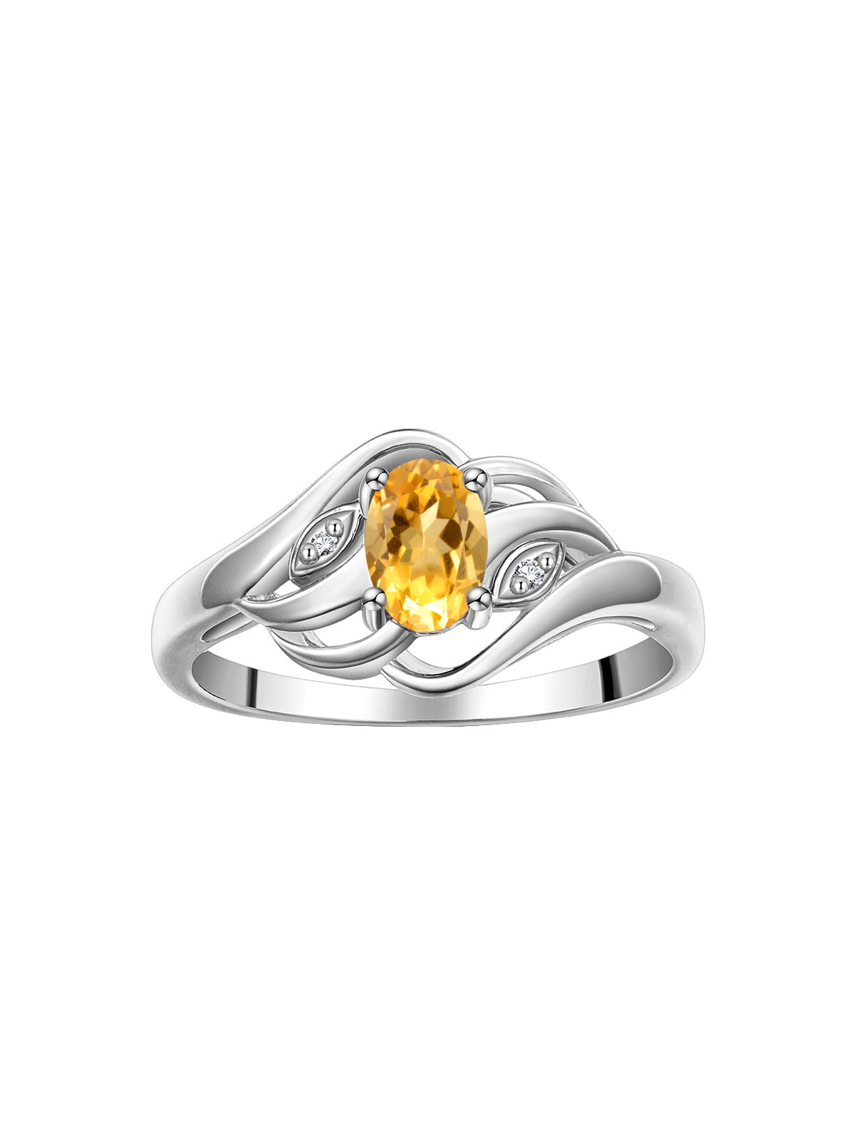 RYLOS 14K White Gold Ring with Classic Style, 6X4MM Birthstone Gemstone, & Sparkling Diamonds - Opulent Gem Jewelry for Women in Sizes 5-10