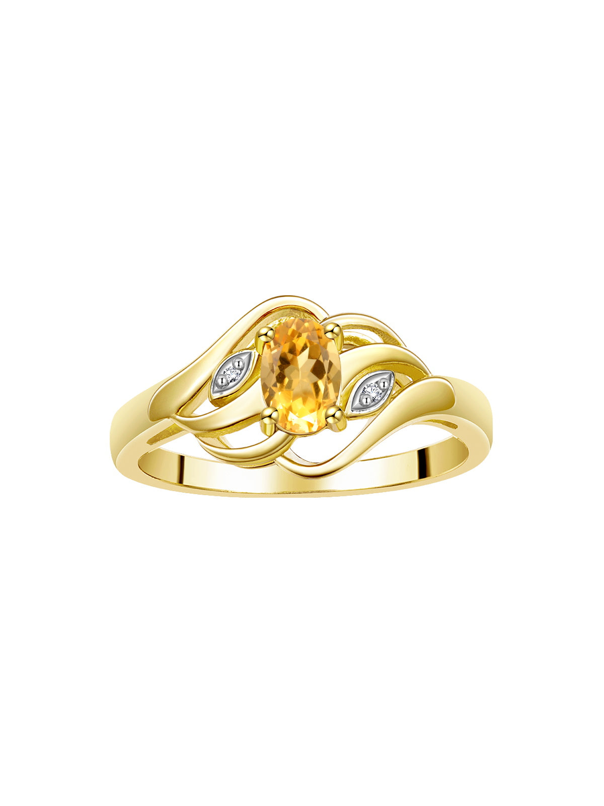 RYLOS Ring featuring Classic Style, 6X4MM Birthstone Gemstone, & Diamonds - Elegant Jewelry for Women in Yellow Gold Plated Silver, Sizes 5-10