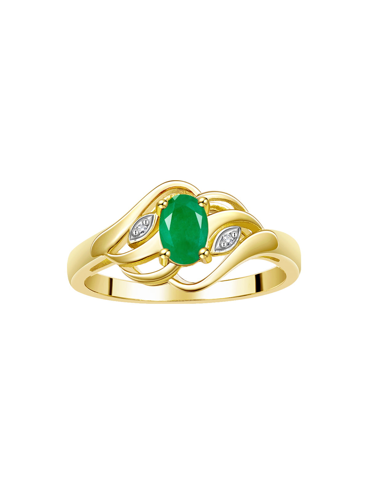 RYLOS Ring featuring Classic Style, 6X4MM Birthstone Gemstone, & Diamonds - Elegant Jewelry for Women in Yellow Gold Plated Silver, Sizes 5-10