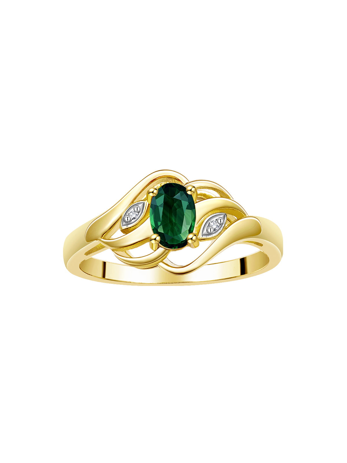 RYLOS Ring featuring Classic Style, 6X4MM Birthstone Gemstone, & Diamonds - Elegant Jewelry for Women in Yellow Gold Plated Silver, Sizes 5-10