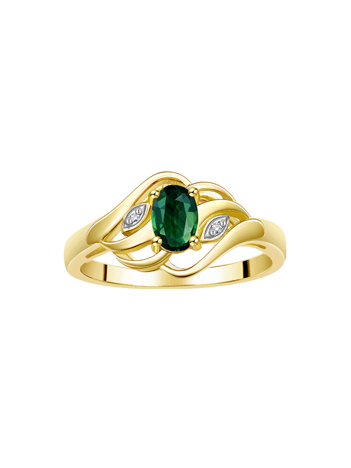 RYLOS Ring featuring Classic Style, 6X4MM Birthstone Gemstone, & Diamonds - Elegant Jewelry for Women in Yellow Gold Plated Silver, Sizes 5-10