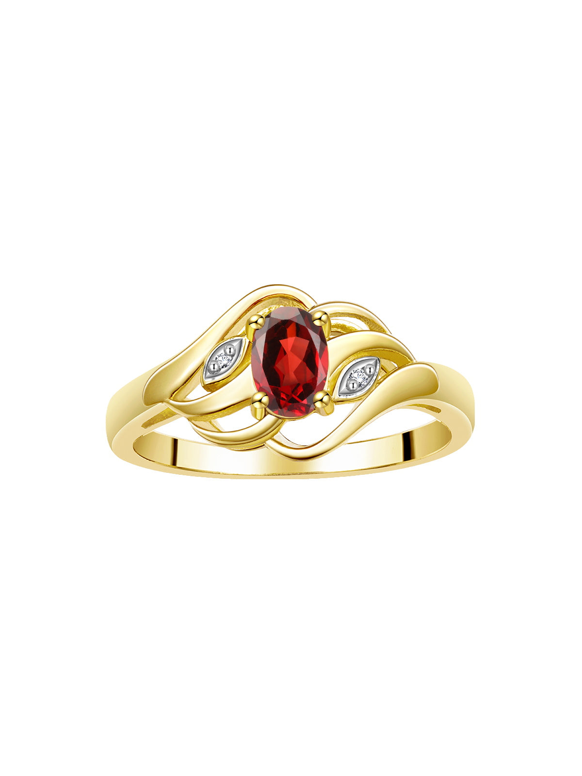 RYLOS Ring featuring Classic Style, 6X4MM Birthstone Gemstone, & Diamonds - Elegant Jewelry for Women in Yellow Gold Plated Silver, Sizes 5-10