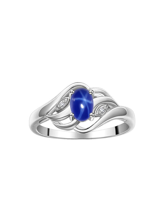 RYLOS Ring featuring Classic Style, 6X4MM Birthstone Gemstone, & Diamonds - Elegant Jewelry for Women in Sterling Silver, Sizes 5-10