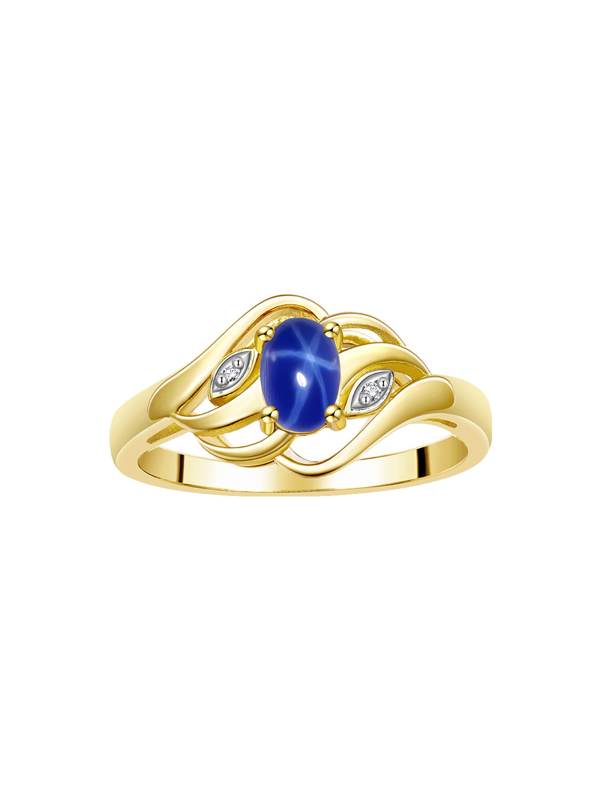 RYLOS Ring featuring Classic Style, 6X4MM Birthstone Gemstone, & Diamonds - Elegant Jewelry for Women in Yellow Gold Plated Silver, Sizes 5-10