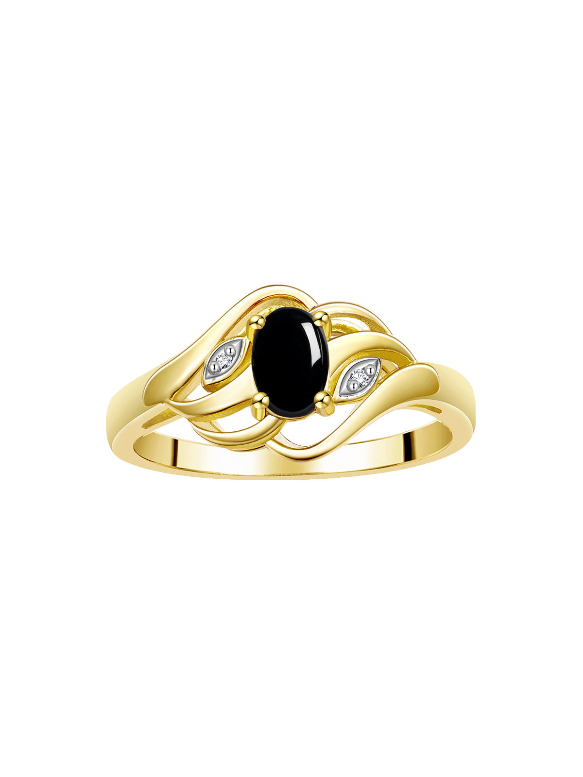 RYLOS Ring featuring Classic Style, 6X4MM Birthstone Gemstone, & Diamonds - Elegant Jewelry for Women in Yellow Gold Plated Silver, Sizes 5-10