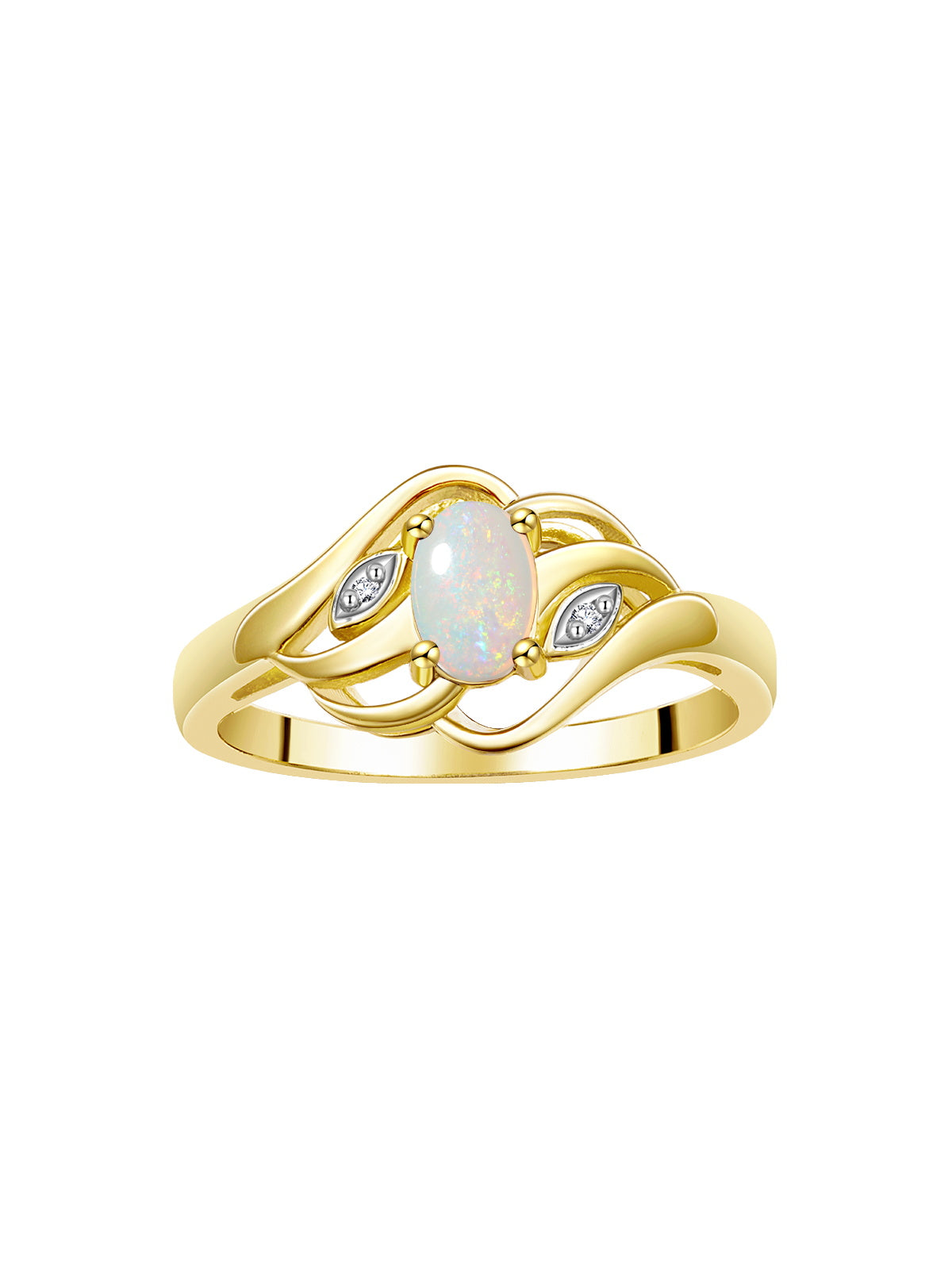 RYLOS Ring featuring Classic Style, 6X4MM Birthstone Gemstone, & Diamonds - Elegant Jewelry for Women in Yellow Gold Plated Silver, Sizes 5-10