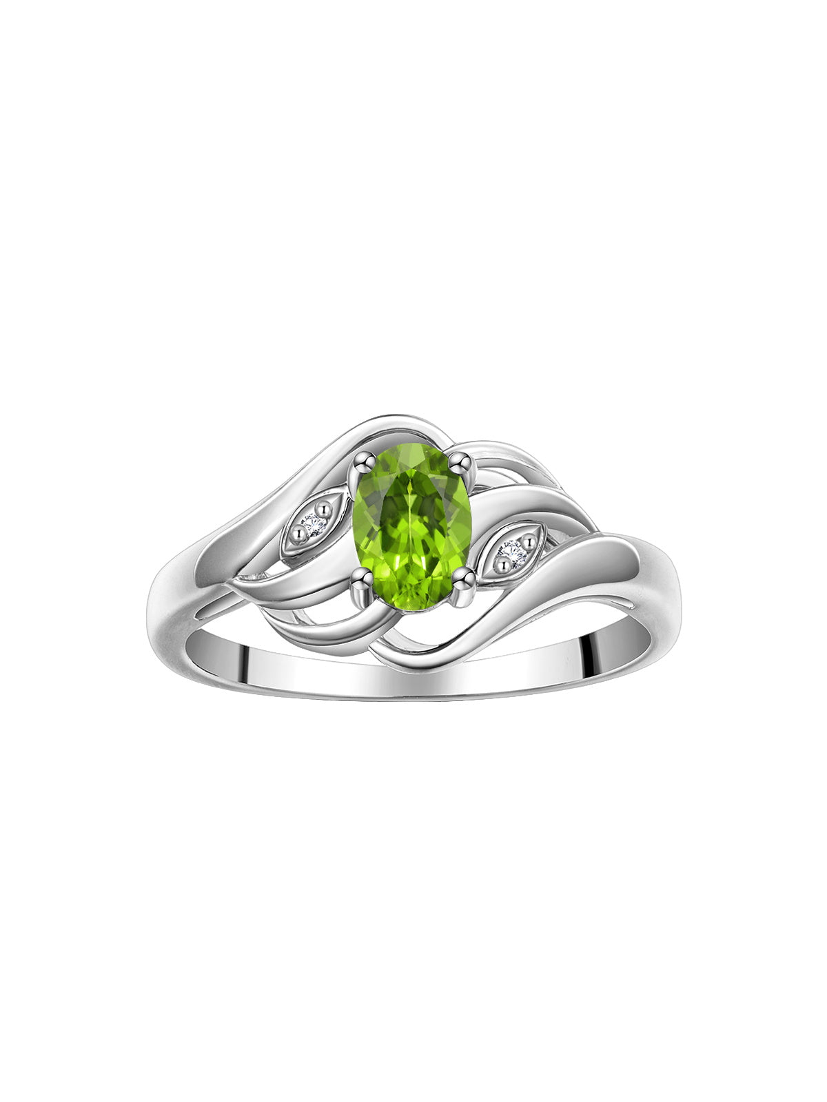 RYLOS Ring featuring Classic Style, 6X4MM Birthstone Gemstone, & Diamonds - Elegant Jewelry for Women in Sterling Silver, Sizes 5-10