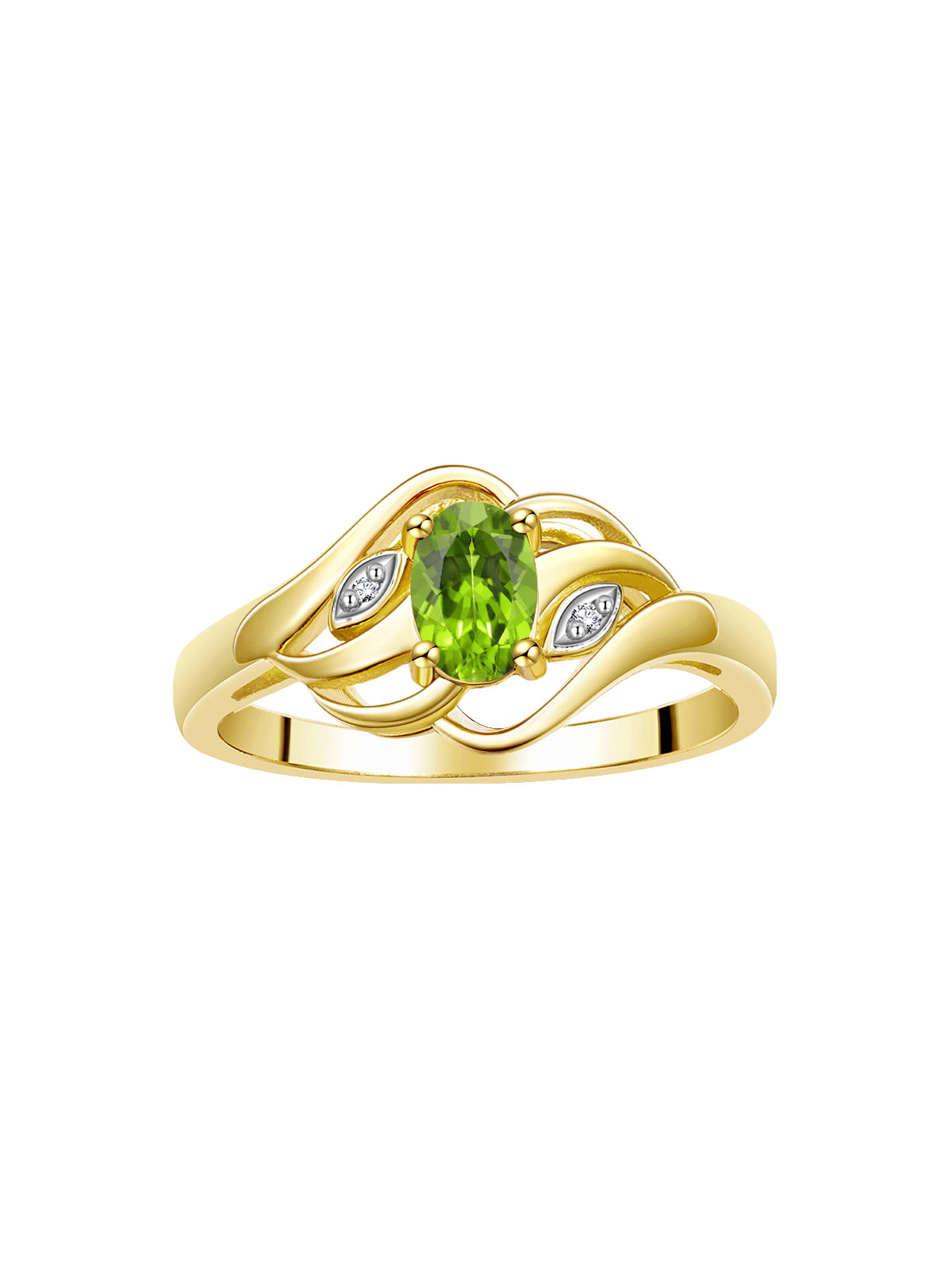 RYLOS Ring featuring Classic Style, 6X4MM Birthstone Gemstone, & Diamonds - Elegant Jewelry for Women in Yellow Gold Plated Silver, Sizes 5-10