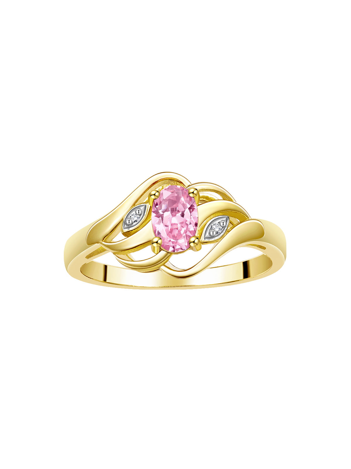 RYLOS Ring featuring Classic Style, 6X4MM Birthstone Gemstone, & Diamonds - Elegant Jewelry for Women in Yellow Gold Plated Silver, Sizes 5-10