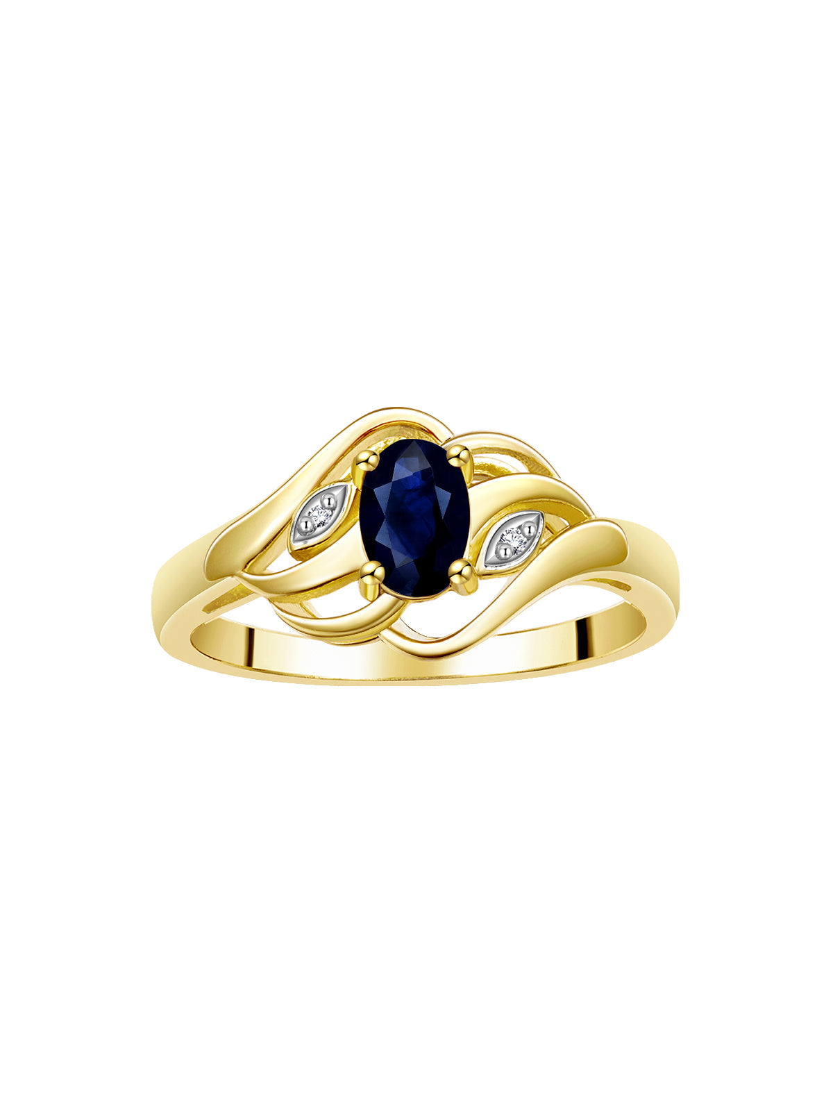 RYLOS Ring featuring Classic Style, 6X4MM Birthstone Gemstone, & Diamonds - Elegant Jewelry for Women in Yellow Gold Plated Silver, Sizes 5-10