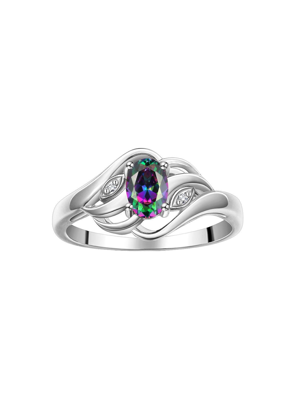 RYLOS Ring featuring Classic Style, 6X4MM Birthstone Gemstone, & Diamonds - Elegant Jewelry for Women in Sterling Silver, Sizes 5-10