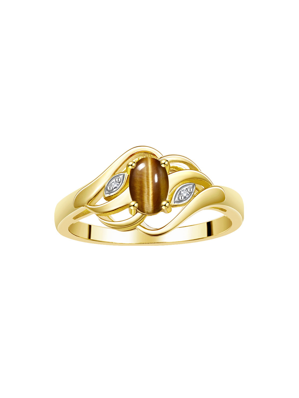 RYLOS 14K Yellow Gold Ring with Classic Style, 6X4MM Birthstone Gemstone, & Sparkling Diamonds - Opulent Gem Jewelry for Women in Sizes 5-10