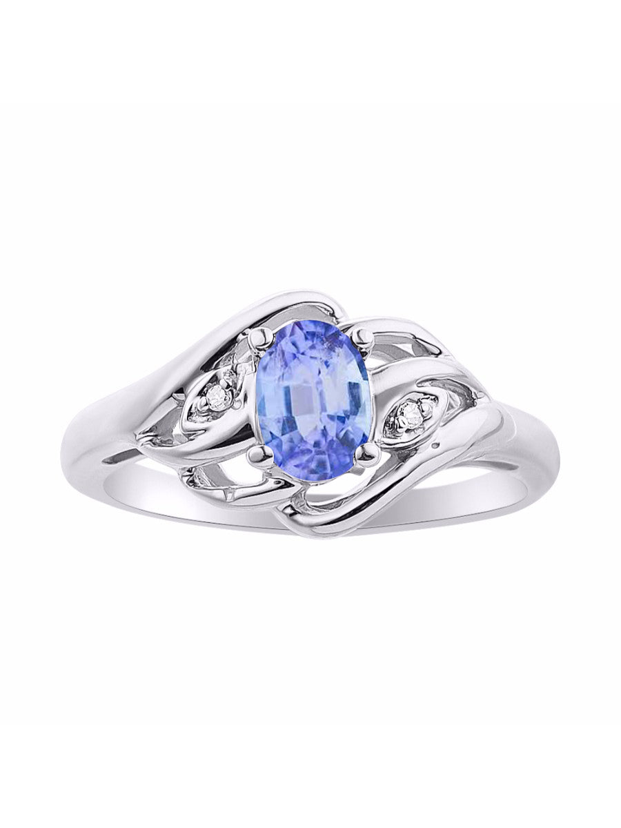 RYLOS Ring featuring Classic Style, 6X4MM Birthstone Gemstone, & Diamonds - Elegant Jewelry for Women in Sterling Silver, Sizes 5-10