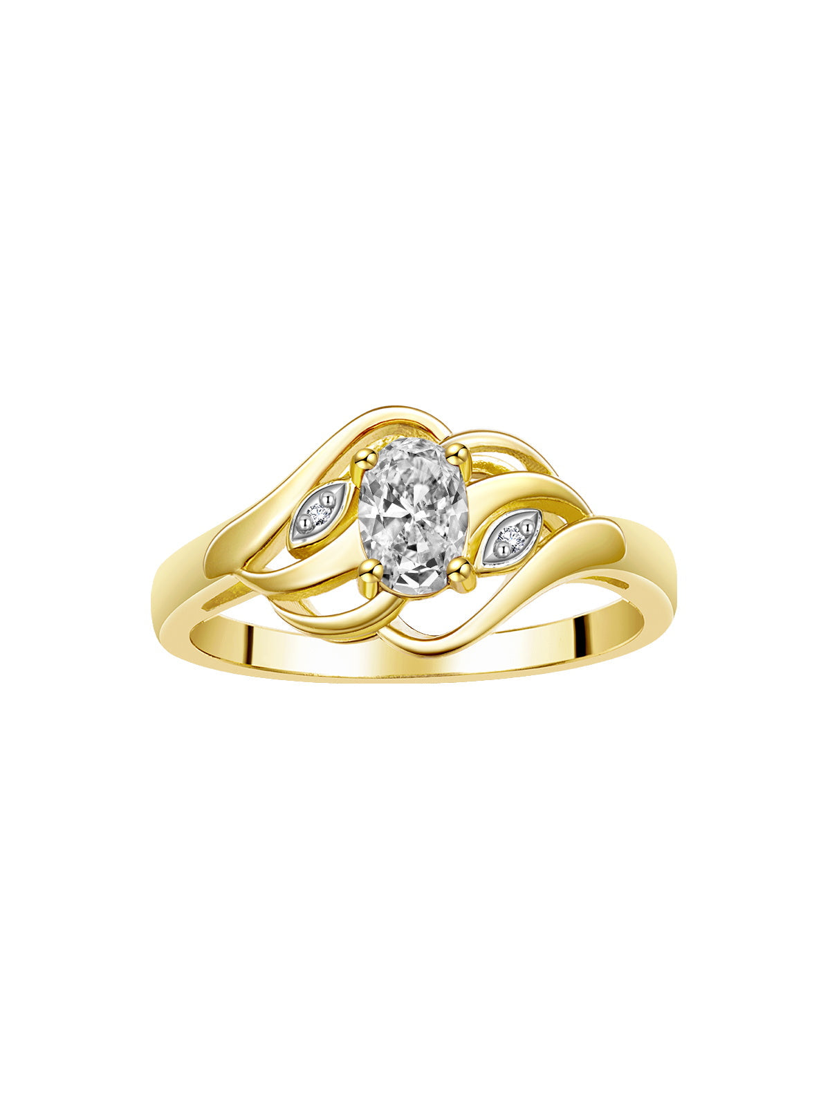 RYLOS Ring featuring Classic Style, 6X4MM Birthstone Gemstone, & Diamonds - Elegant Jewelry for Women in Yellow Gold Plated Silver, Sizes 5-10