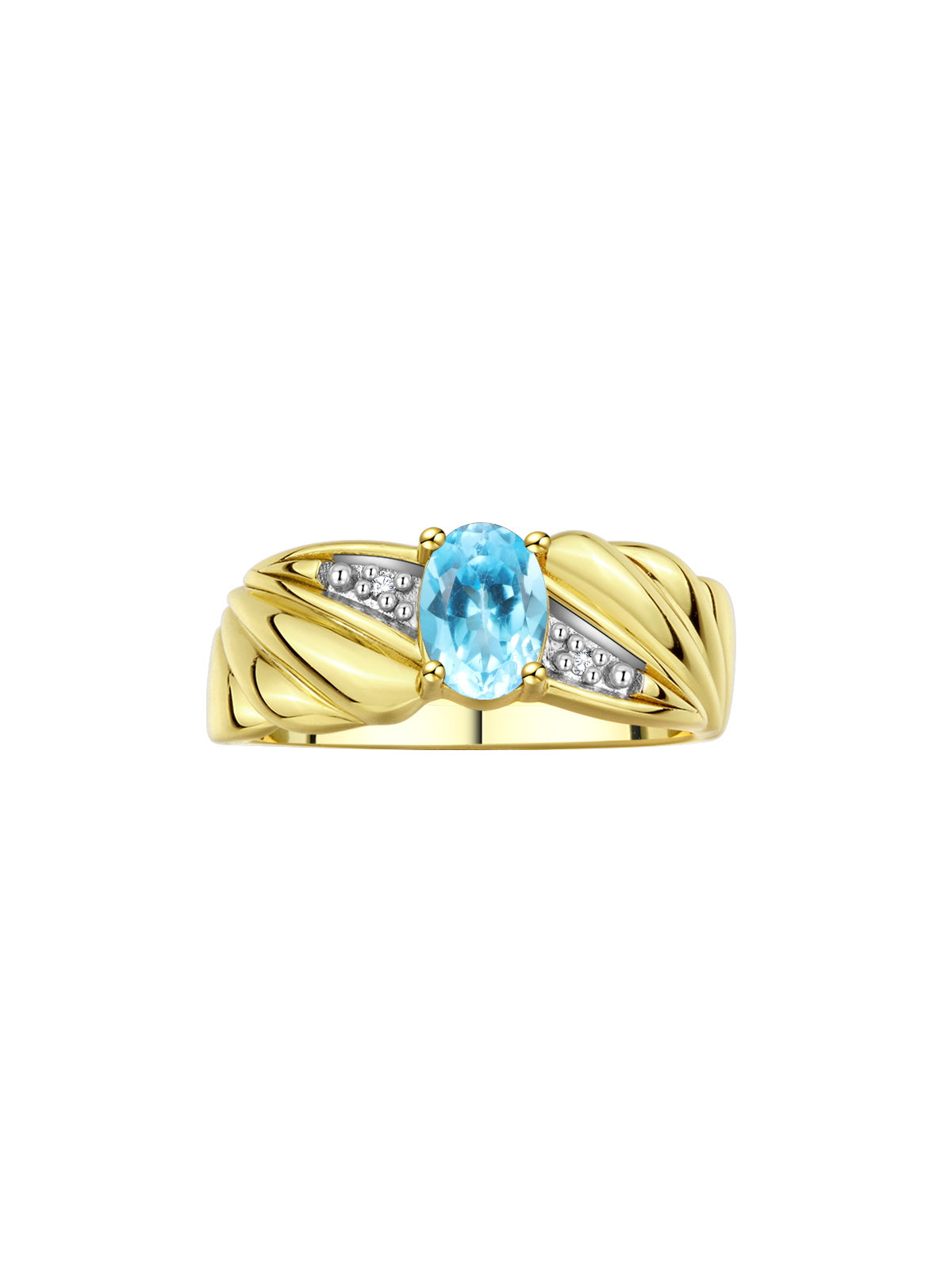 RYLOS Angel Wing Birthstone Ring 7X5MM Gemstone & Diamonds - Elegant Stone Jewelry for Women in Yellow Gold Plated Silver, Available in Sizes 5-10