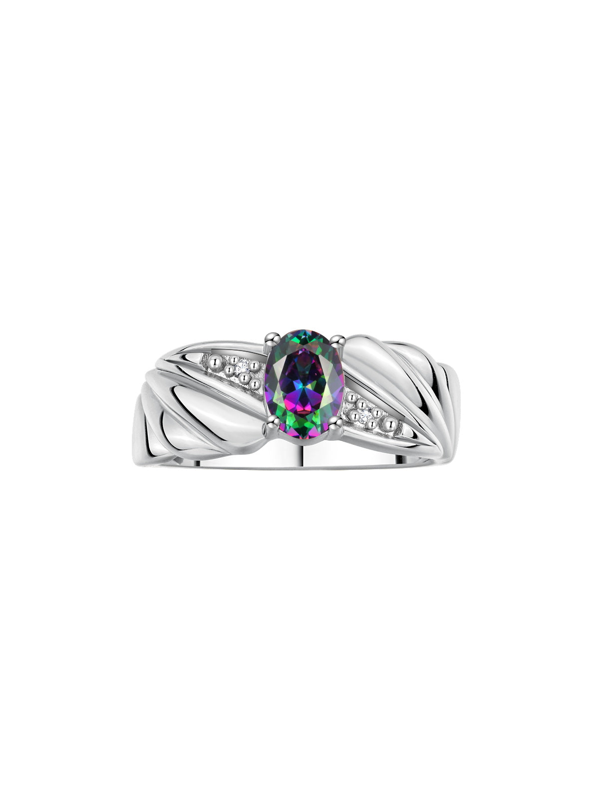 RYLOS 14K White Gold Angel Wing Birthstone Ring 7X5MM Gemstone & Diamonds - Captivating Color Stone Jewelry for Women in Gold, Sizes 5-10