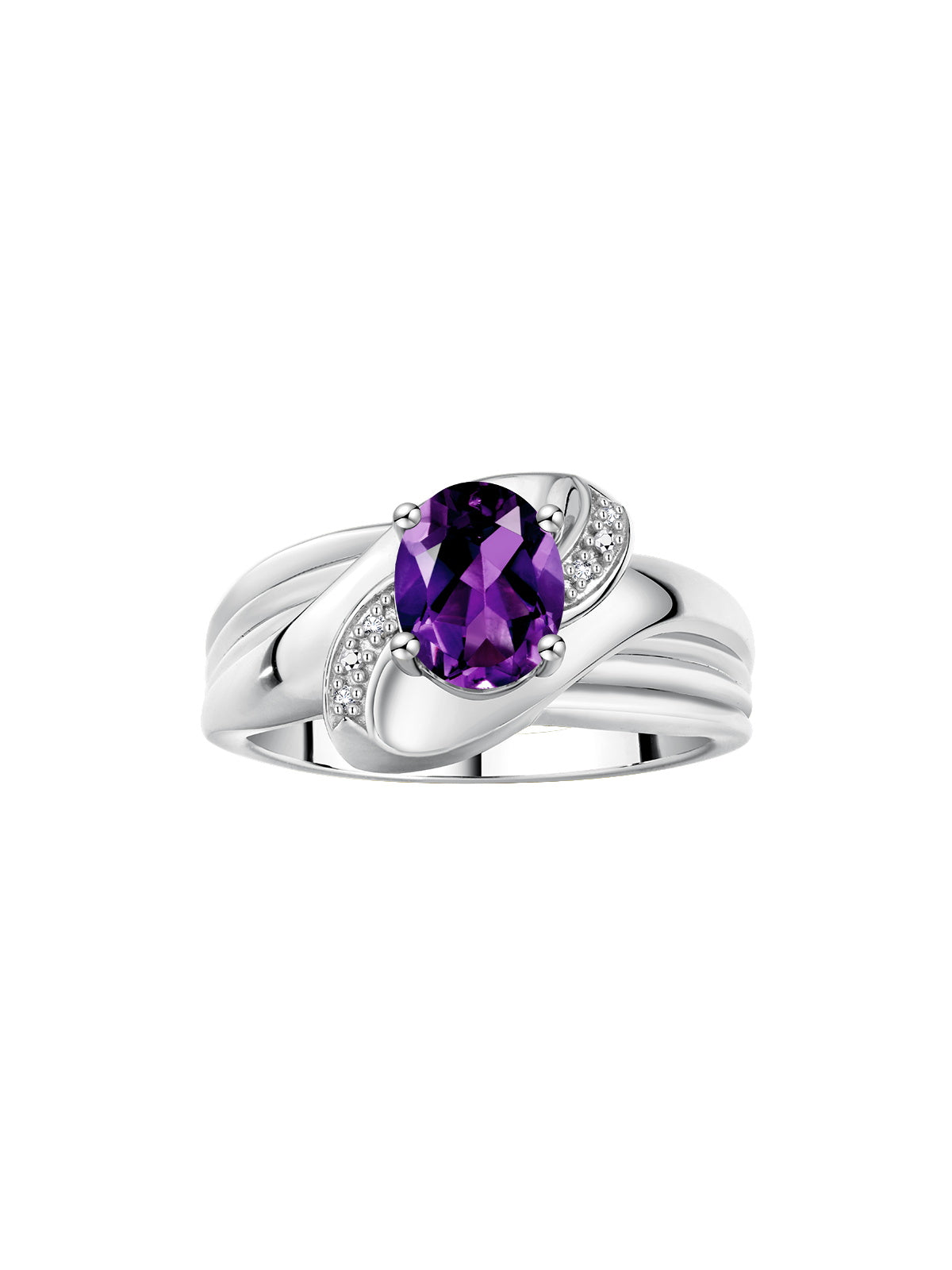 RYLOS Ring with Oval 9X7MM Gemstone & Diamonds - Classic Design Gem Jewelry for Women in Sterling Silver, Available in Sizes 5-10
